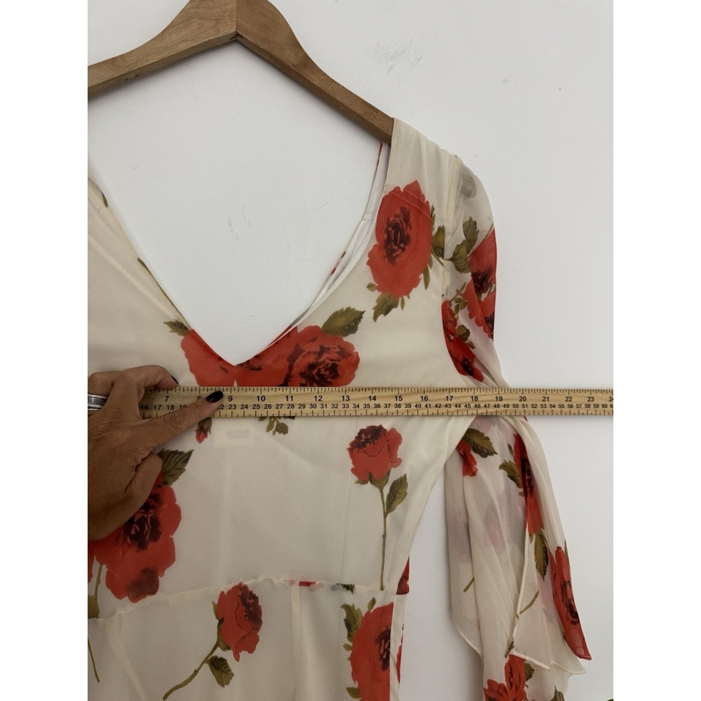 STUNNING Vtg Y2K Sue Wong Ivory Floral Silk Fairy Medi Dress 12 P - Picture 7 of 7